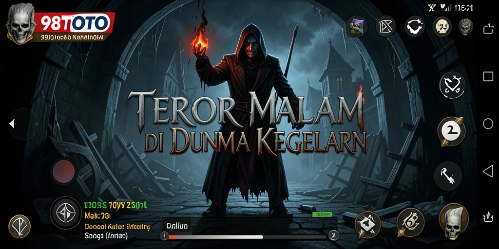 Tangkapan layar gameplay <strong>98TOTO</strong> yang menunjukkan suasana horor yang mencekam.