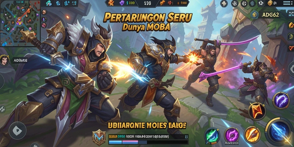 Tangkapan layar gameplay seru dari ADG62 yang menampilkan aksi MOBA.