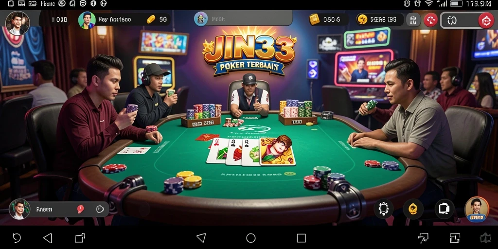 Tampilan gameplay menarik JIN33 dengan suasana Poker yang seru.