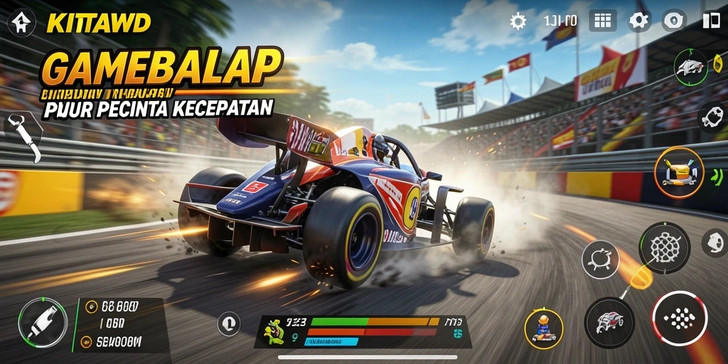 Screenshot gameplay <strong>KITAWD</strong> yang menunjukkan aksi balap seru dan cepat.