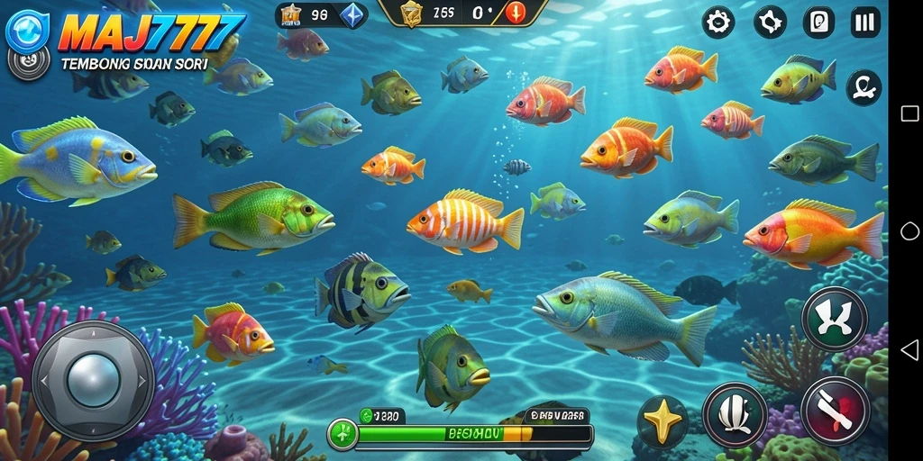Tampilan gameplay MAJ777 yang menarik saat menembak ikan.