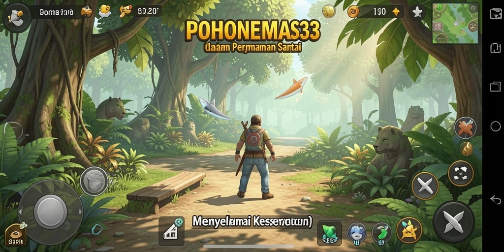 Tampilan menarik dari gameplay POHONEMAS33 yang santai dan menyenangkan.