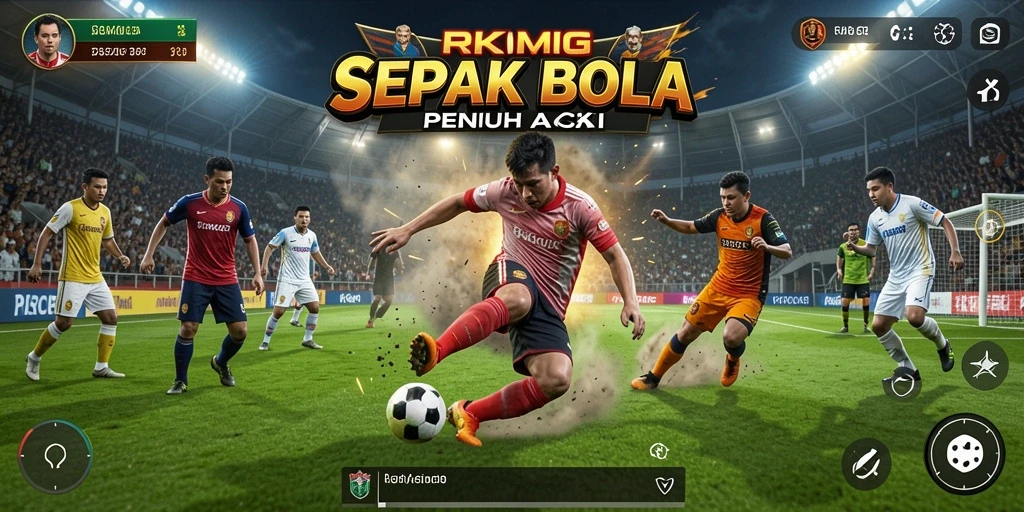 Tampilan gameplay RKGG yang intens dan mendebarkan dalam pertandingan sepak bola.
