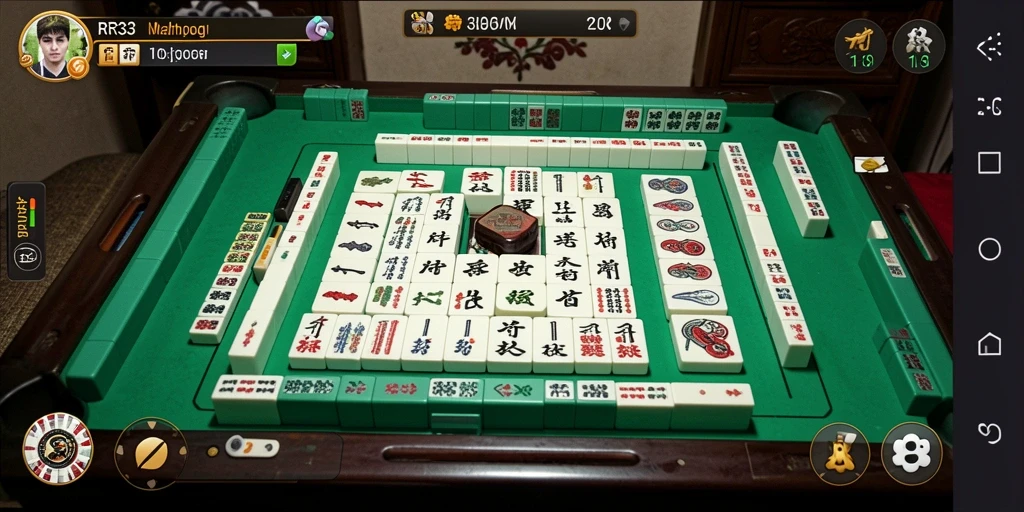 Tampilan gameplay menarik dari RR33 yang menampilkan aksi Mahjong yang intens.