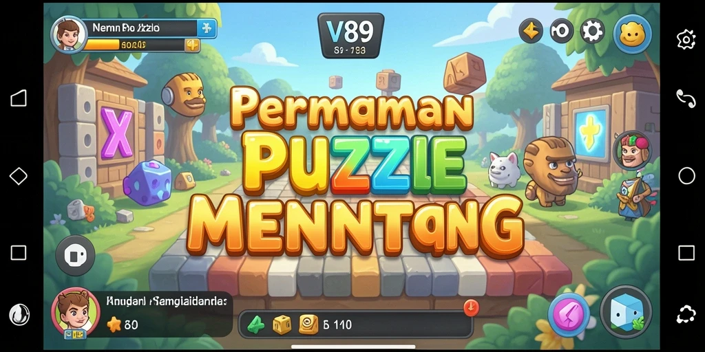 Tampilan gameplay V89 yang penuh warna dan menantang.